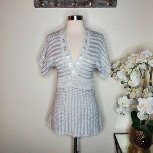 After The Rain Womens Ivory Crochet Top Size Small